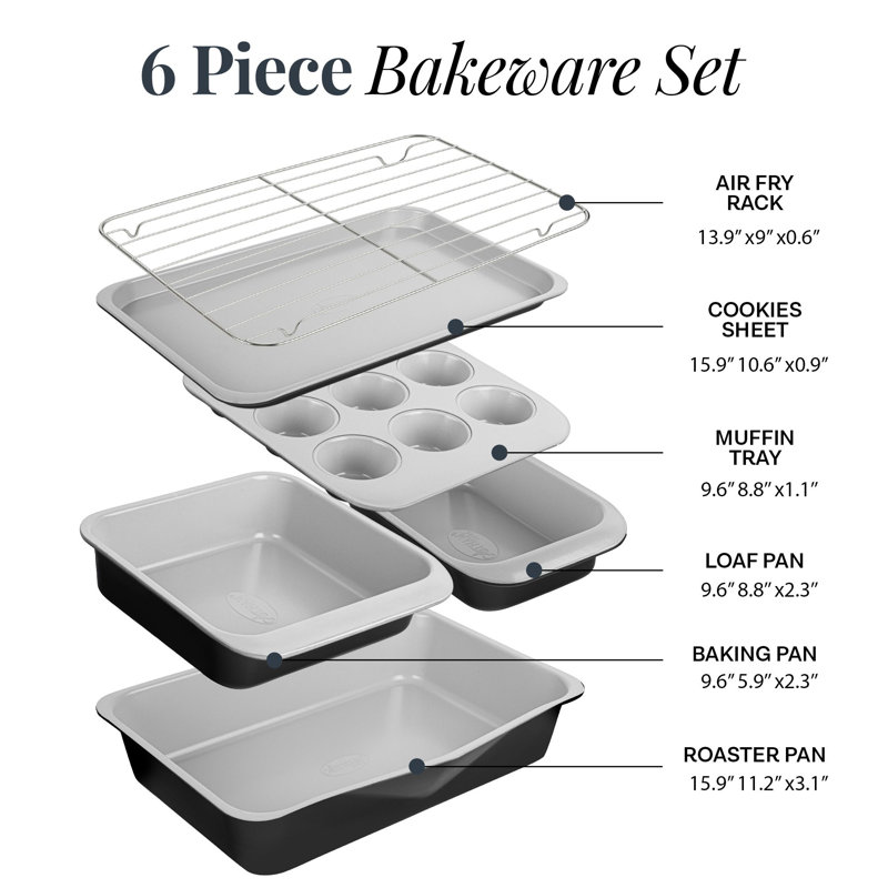 Ensemble de plats de cuisson empilables noirs 6 pièces Gotham Steel, Noir