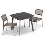 Eiland 36" Dining Set -Eiland 36" Square Dining Table -Carbon, 2 Eiland Side Chairs -Carbon w/ Mocha finish