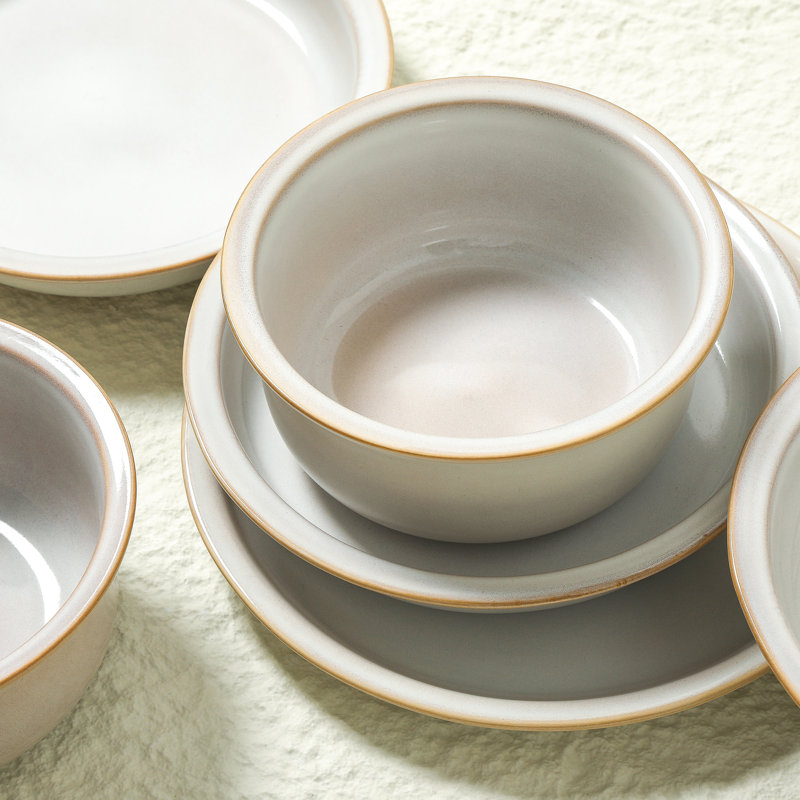Stone Lain Slate 12-Piece Dinnerware Set Stoneware, White