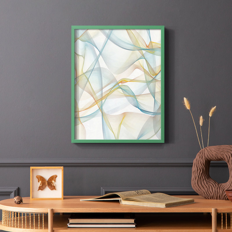 «Curves and Waves IV», reproduction encadrée - bois massif, Vert, H 10 po x l 8 po