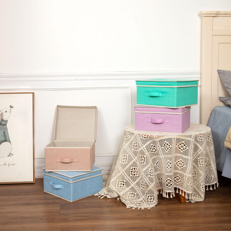 Ebern Designs Linen Decorative Bin, Ice Crem