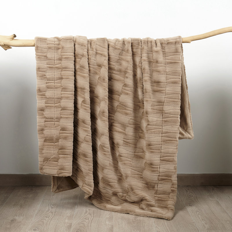 Jeté tricoté, Taupe clair, 50 po x 60 po