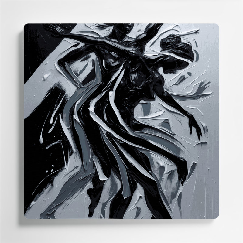Abstrait art figuratif gris en métal 60, H 12 po x l 12 po