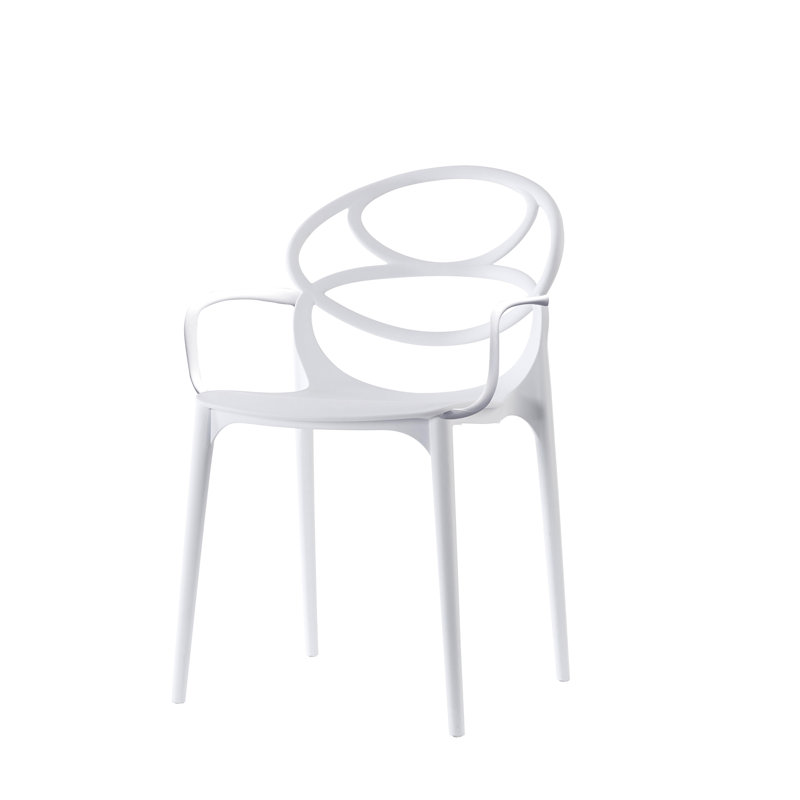 Chaise avec accoudoirs à dossier croisé en blanc