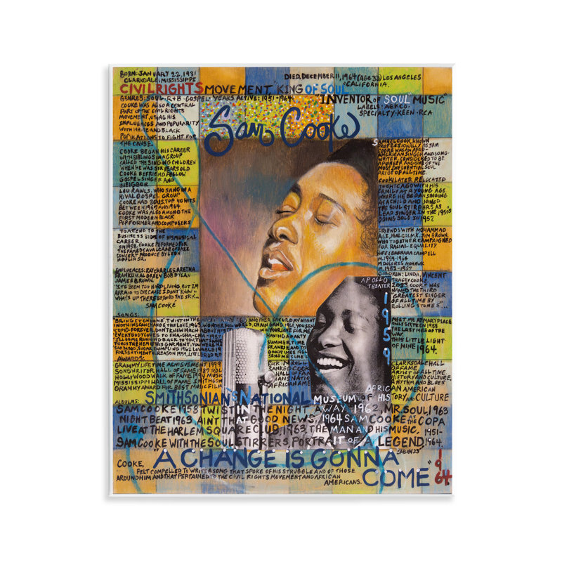 "Sam Cooke", collage sur bois par Sabin