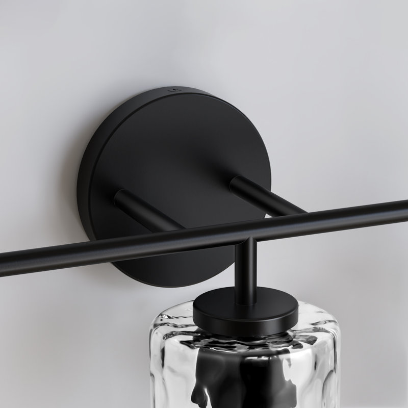 Saniya Modern Black 3-Light Vanity Fixture With Textured Glass Shades