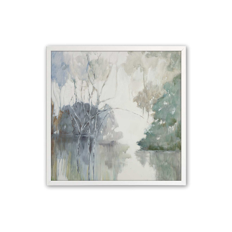 Impression sur toile Tranquil Waterscape View, H 13,5 po x l 13,5 po, Blanc, Reproduction encadrée sans passe-partout