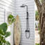 Douche d'extérieur à hauteur réglable murale contemporaine noire H 50 po avec douchette à main et douchette de lavage des pieds Contemporary