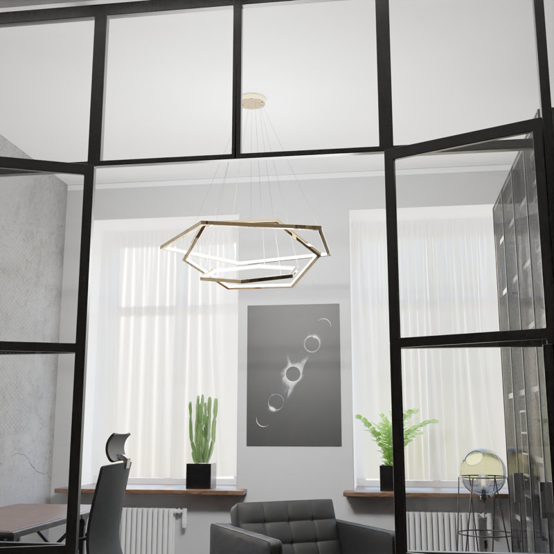 Bellamae 3 - Light Geometric LED Chandelier, 130 cm H x 80 cm W x 80 cm D