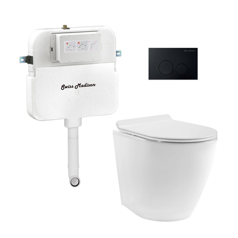 Ensemble de toilette à double paroi avec plaque de chasse 0,8 / 1,6 GPF St. Tropez, Blanc/noir lustré