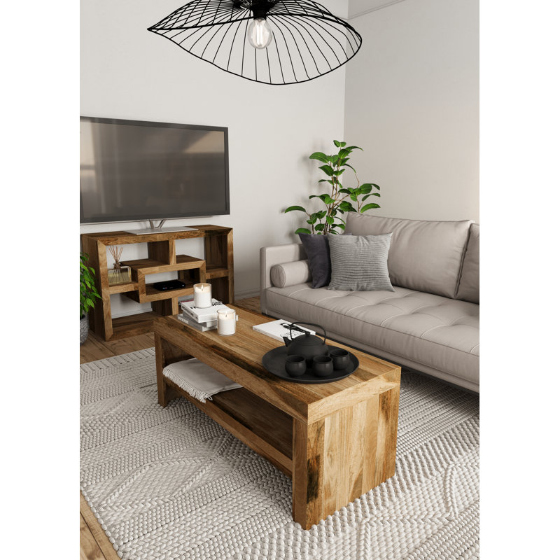 Beatrix Solid Wood Four Leg Coffee Table with Storage