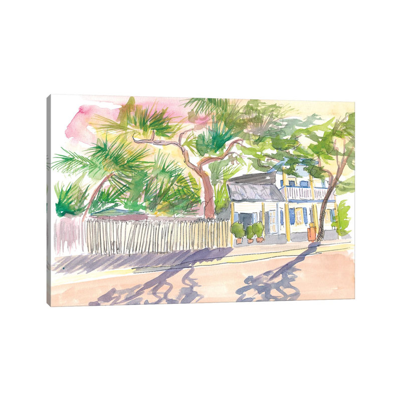 Key West Strolling Around Blue Heaven Thomas St by Markus & Martina Bleichner - Wrapped Canvas Gallery-Wrapped Canvas Giclée
