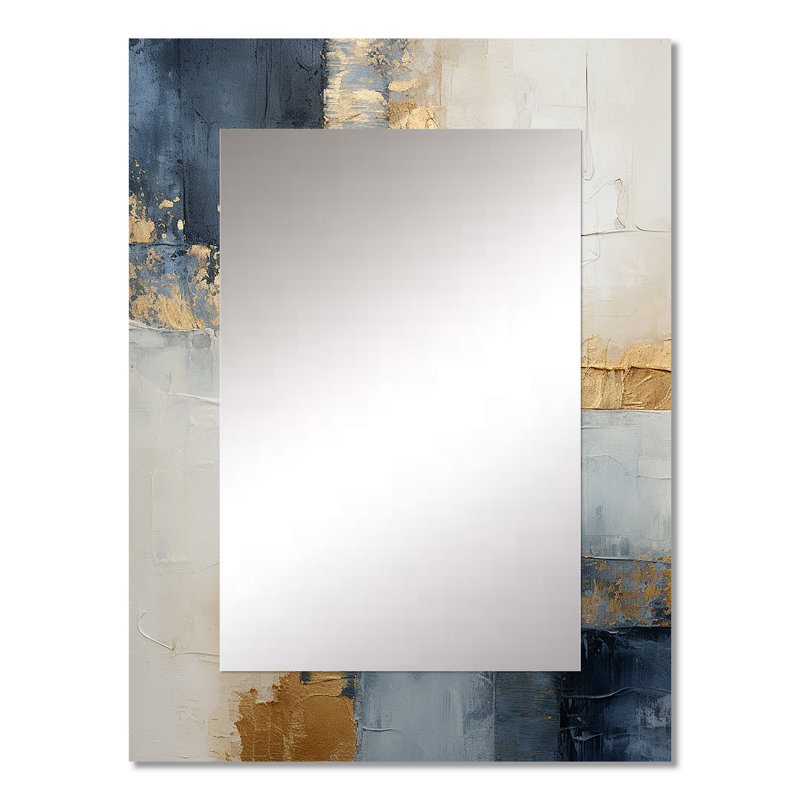Bleu et doré minimalisme scandinave - miroir mural décoratif scandinave, miroir scandinave, impression d'art en métal