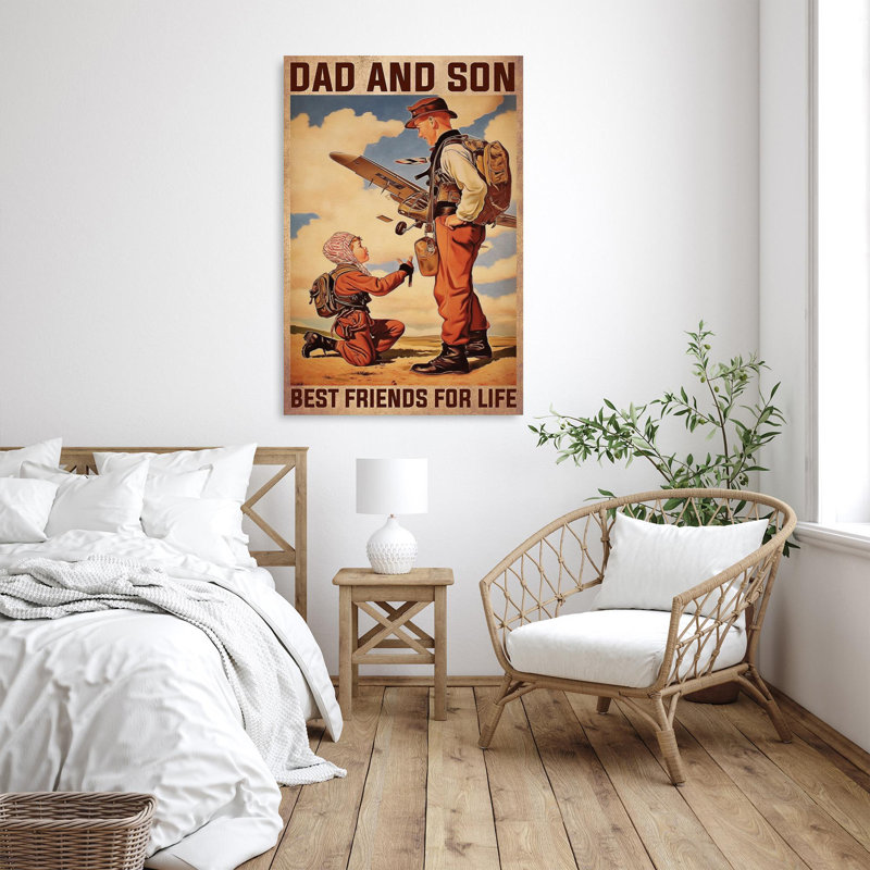 "Dad and Son Best Friends For Life" - 1 pièce, impression sur toile, "Dad and Son Best Friends For Life"