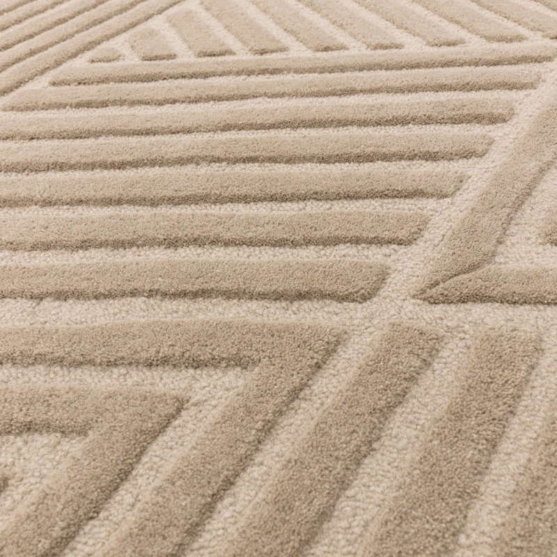 Taupe Handmade Wool Modern Easy To Clean Handmade Geometric Dining Room Bedroom And Living Room Rug, Wool