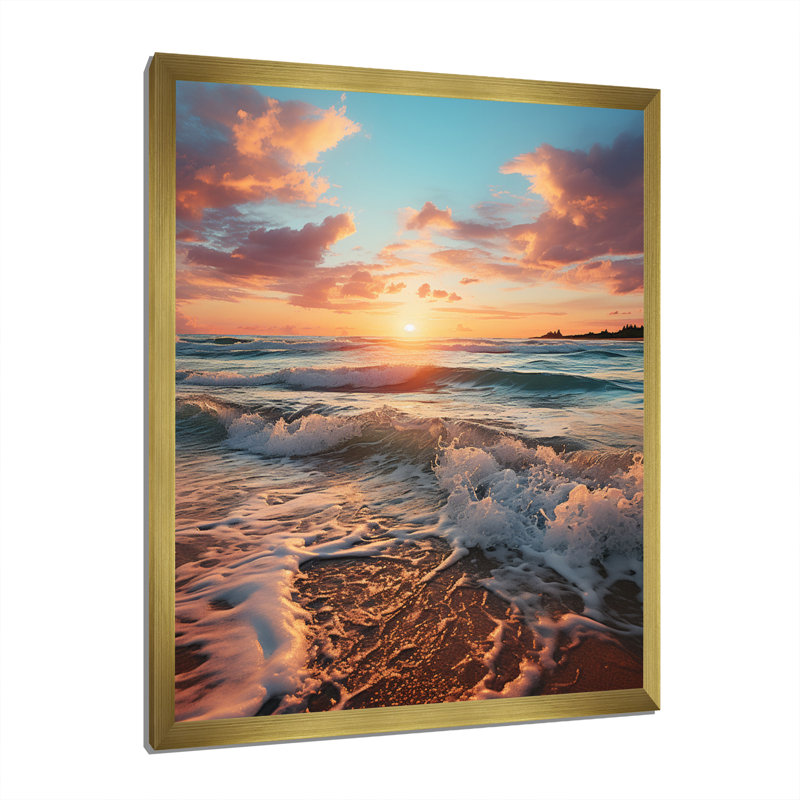 Ameya Beach Golden Sands XVIII sur toile, H 40 po x l 30 po x P 1,5 po, Encadrement doré