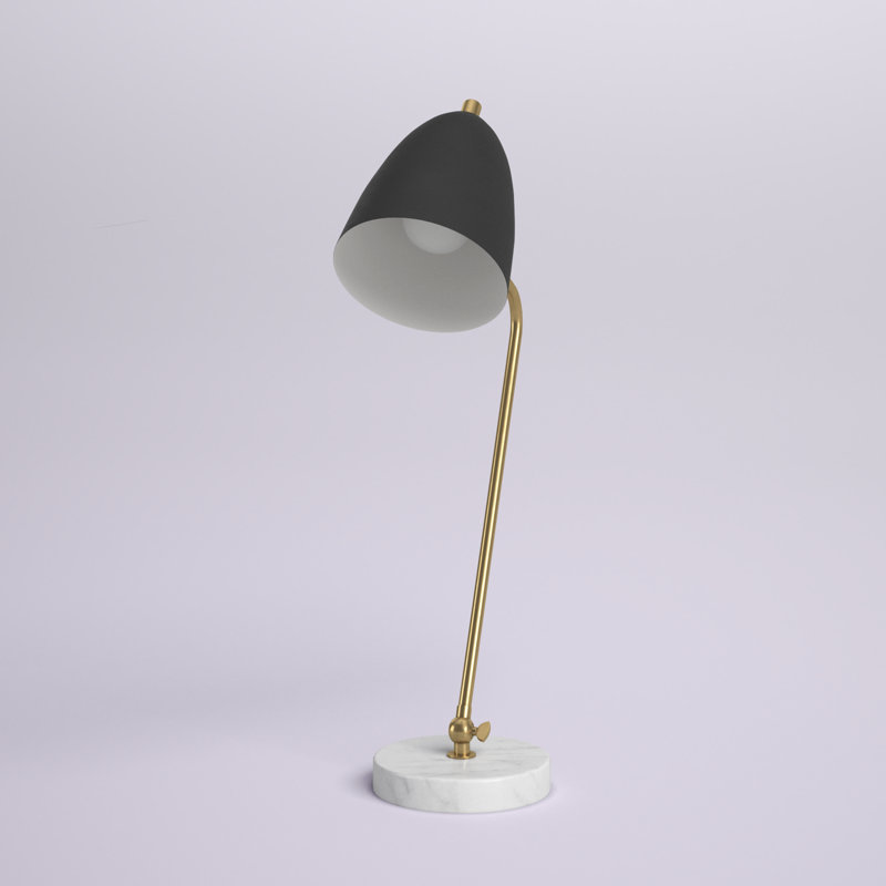 Lampe de bureau en métal Anaid, Noir, Blanc