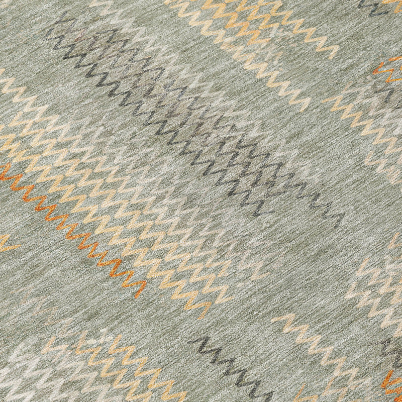 Machine Washable Indoor/Outdoor Chantille ACN2887 Modern Rug, 2'3" x 7'6" Runner, Green