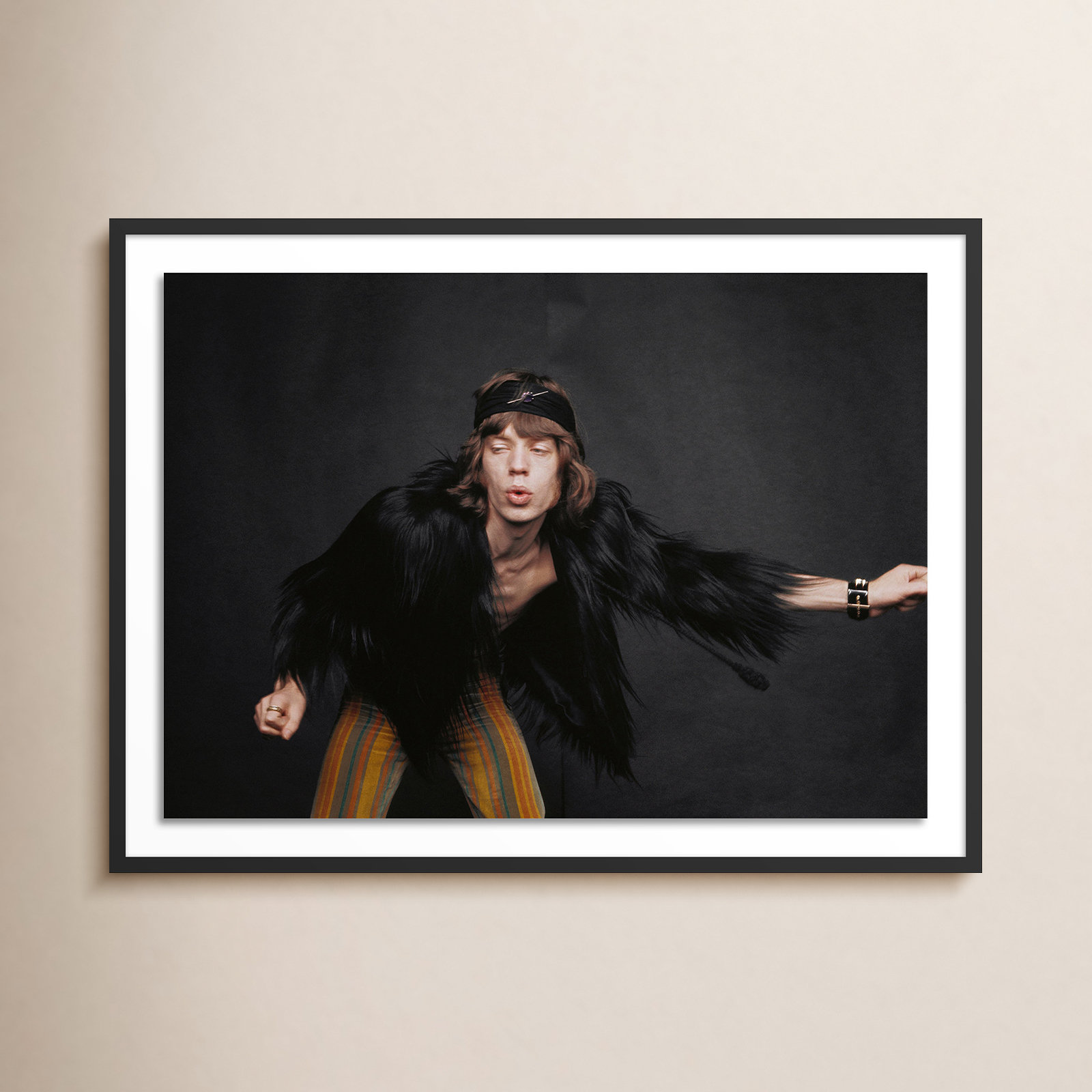 Adlar "Rolling Stones Singer" Print, Black Framed, 36" H x 48" W