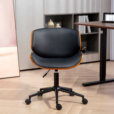 Chaise de bureau sans accoudoirs avec roulettes, chaise de bureau moderne Mid-Century