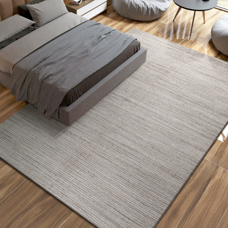 Hand Knotted Geometric Area Rug in Beige/Gray, Rectangle 8' x 10'