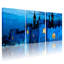 Ensemble de 3 impressions sur toile Blue Castle Night Sky Reflection Lights Tower-1855164852