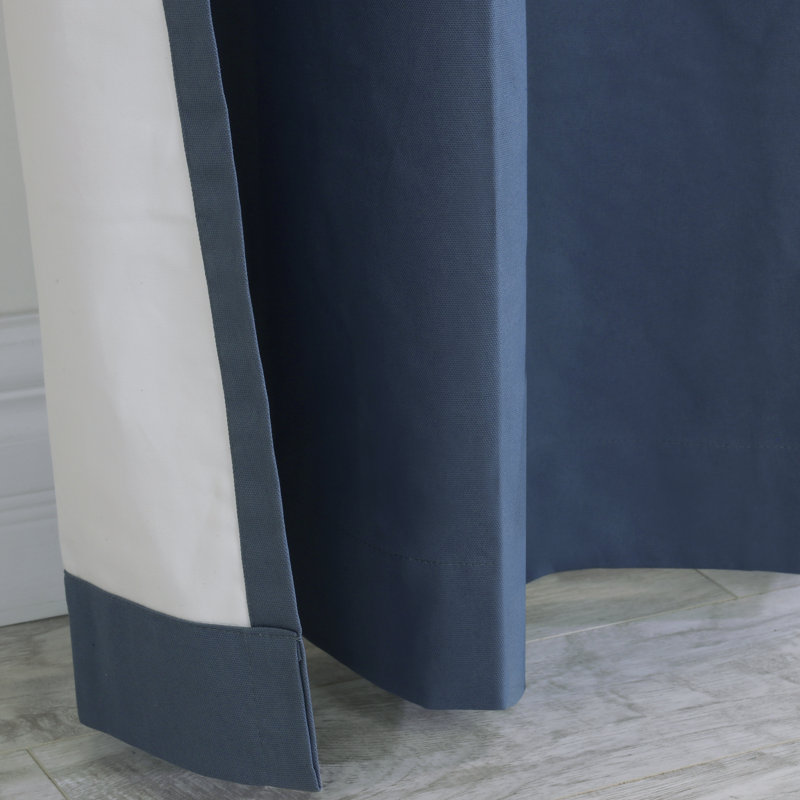 Mcgowen 100% Cotton Solid Room Darkening Thermal Grommet Curtain Panels, 40" W x 63" L, Navy