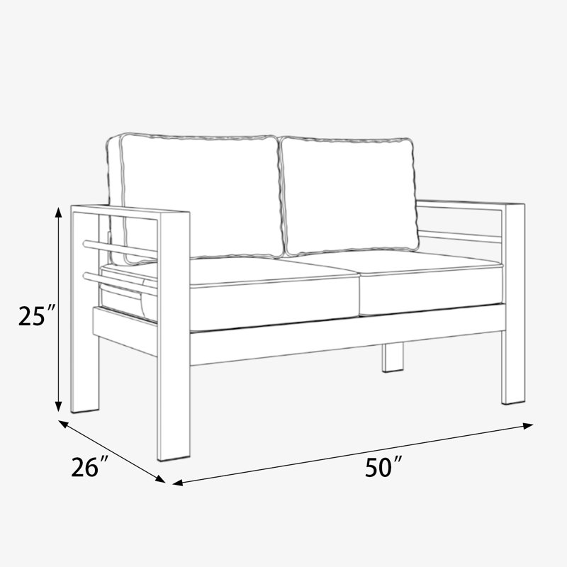 Layinsun Aluminum Outdoor Patio Loveseat