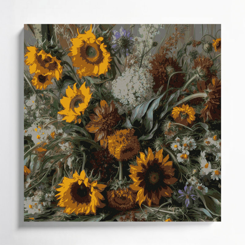 «Farm Farm Bouquets», art mural sur toile brune, H 12 po x l 12 po