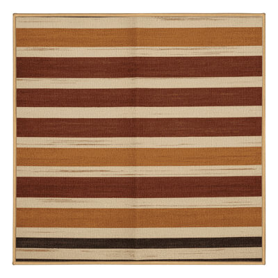 Washable Cinnamon Cream Striped Area Rug