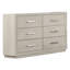 Commode 1 pièce à 6 tiroirs gris clair en acacia massif de style transitionnel avec glissière latérale en métal