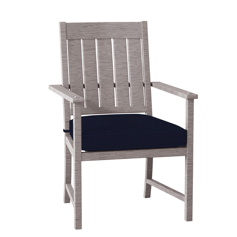 Croquet Patio Dining Armchair with Cushions, Oyster, Welt, Linen Navy
