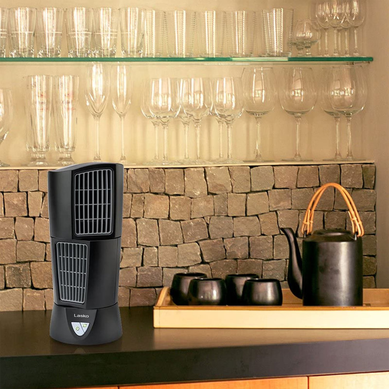 Lasko 4916 Portable Oscillating 3 Speed Tabletop Desktop Wind Tower Fan, Black