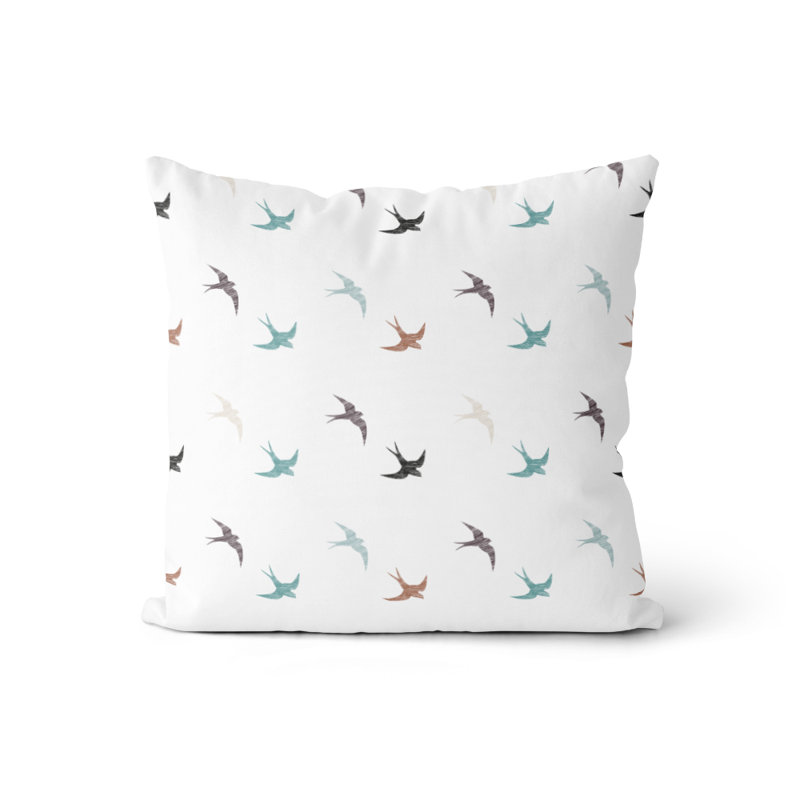 Housse de coussin carré et insert, Blanc / turquoise / gris
