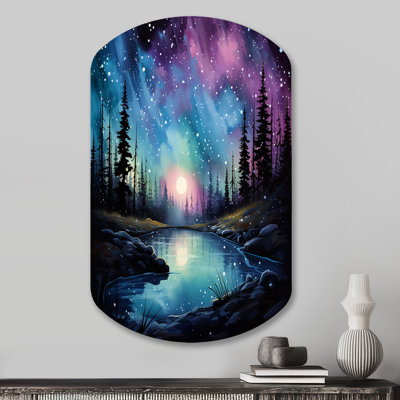 Cephas - Asymmetrical Aurora Borealis Metal Wall Art, Cylinder Metal Wall Sculpture Print