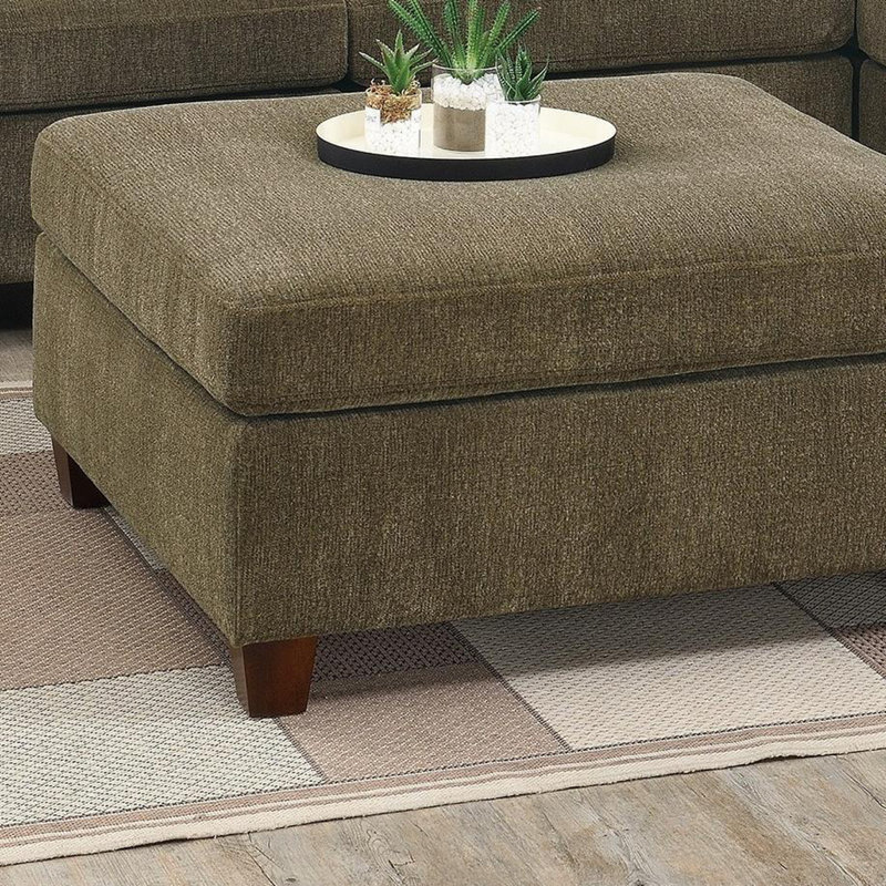 Square Chenille Cocktail Ottoman, Brown