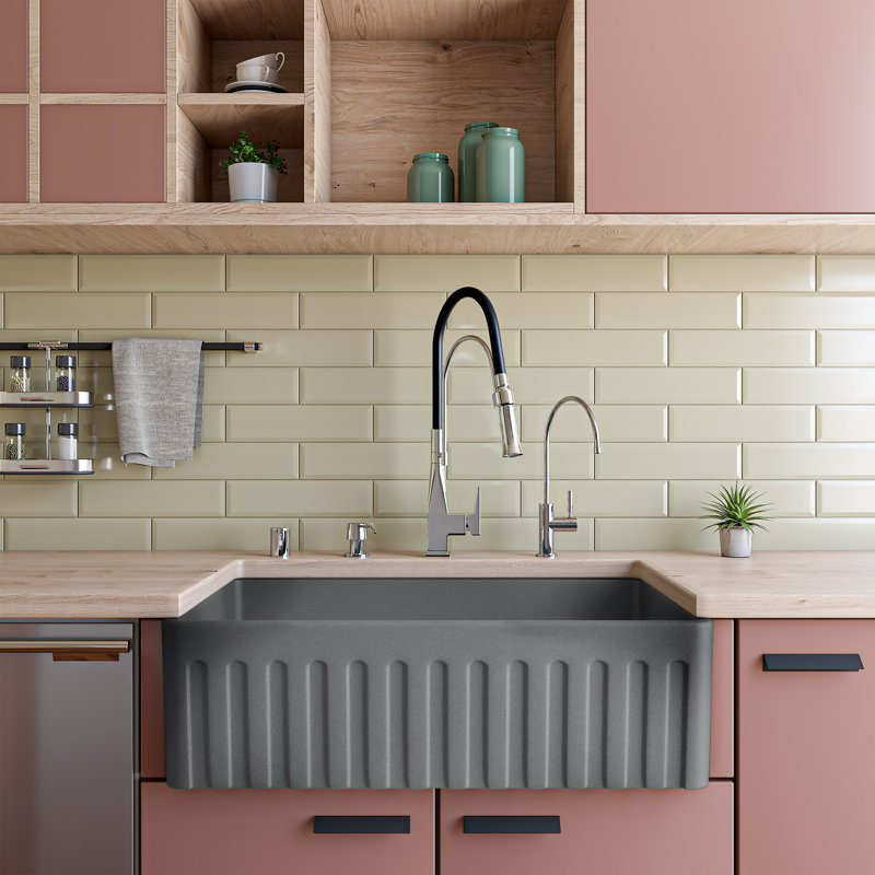 Alfi Brand 20.2'' W Single Bowl Fireclay Farmhouse Kitchen Sink