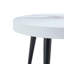 Élégante table basse ronde à motif de marbre blanc - diamètre de 23,6 pouces, procédé de moulage par aspiration exquis, motif de marbre blanc, pied en métal pulvérisé noir.-2062523889-2062523900