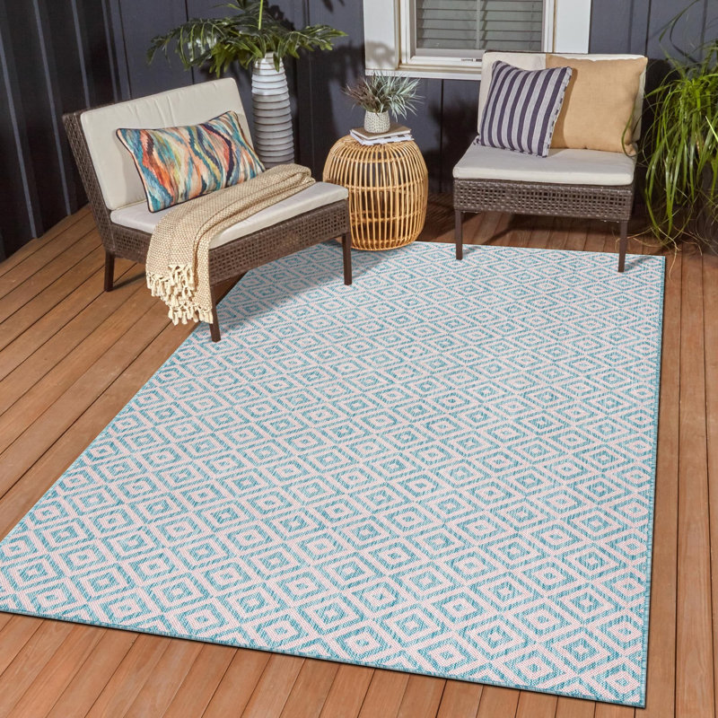 Tapis d'extérieur de couleur turquoise, Rectangle 2 pi 2 po x 3 pi