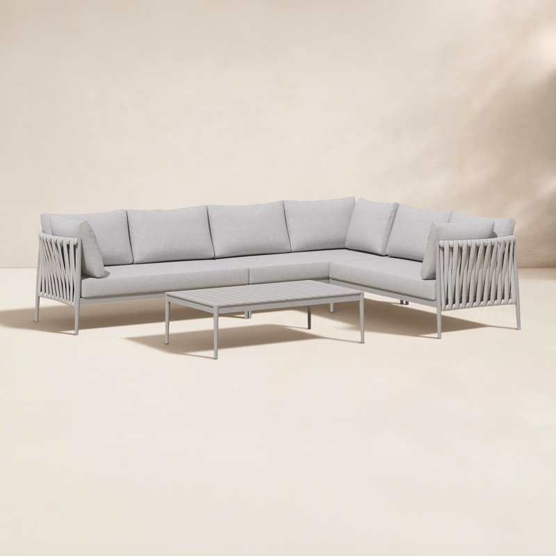 Canapé modulaire à assise profonde 4 pièces Zeke, Beige