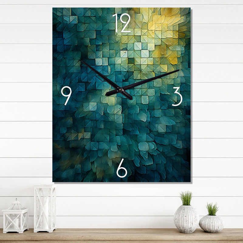 California Sunshine Retro Abstract Turquoise I - Peinture abstraite horloge murale, Petit