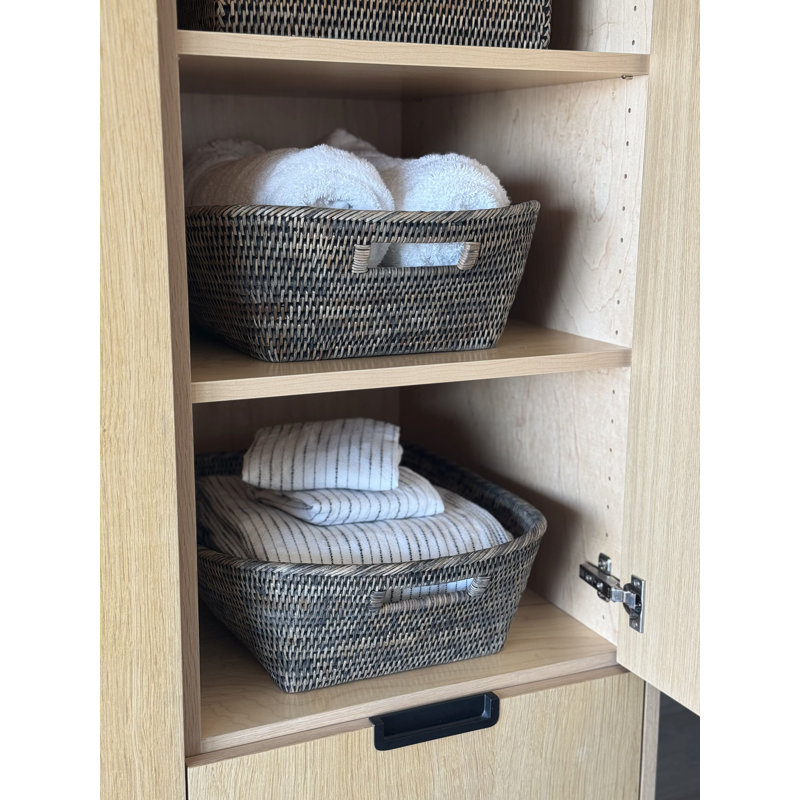 Bay Isle Home™ Madson Rattan Basket, Black Wash
