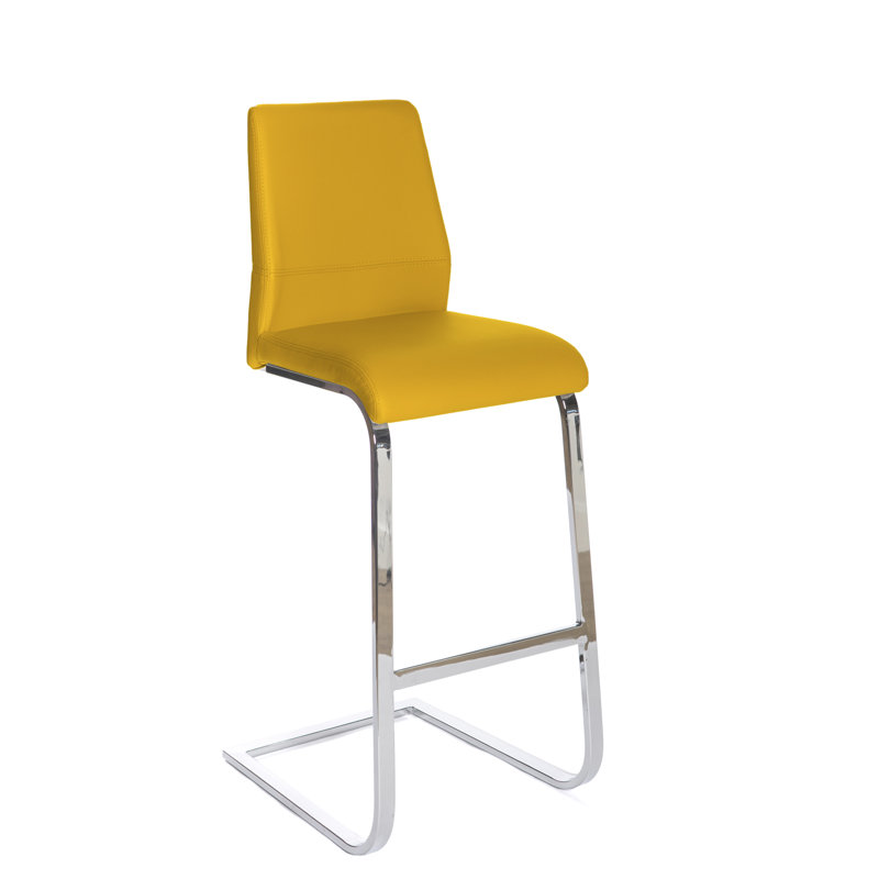 Lynn Upholstered Counter Stool with Metal Frame, Ochre