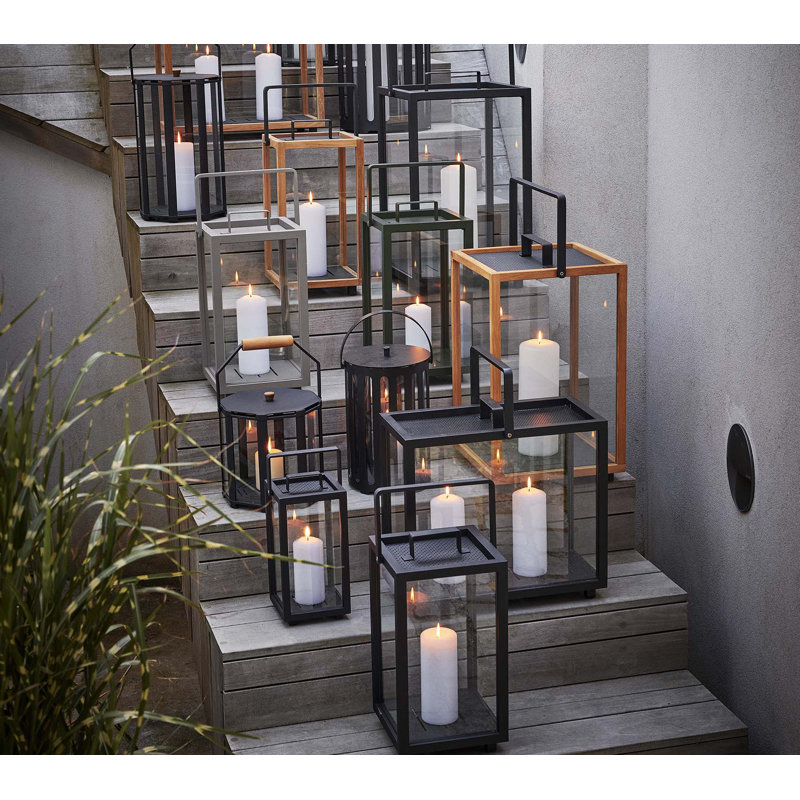 Lightlux Lantern with Teak Handle Extra Small, 10.2" H x 9.8" W x 9.8" D