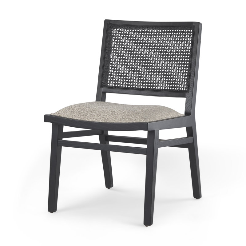 Chaise d'appoint à dossier à lattes Akeda, Beige, Noir