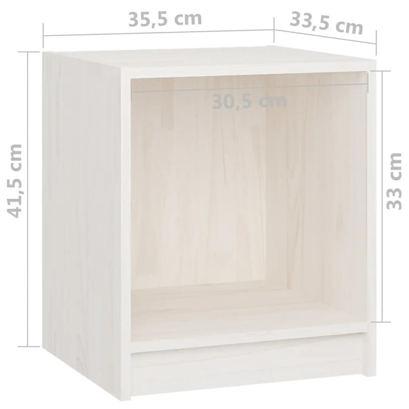 Gara 35.5cm W Solid Wood Bedside Table, White