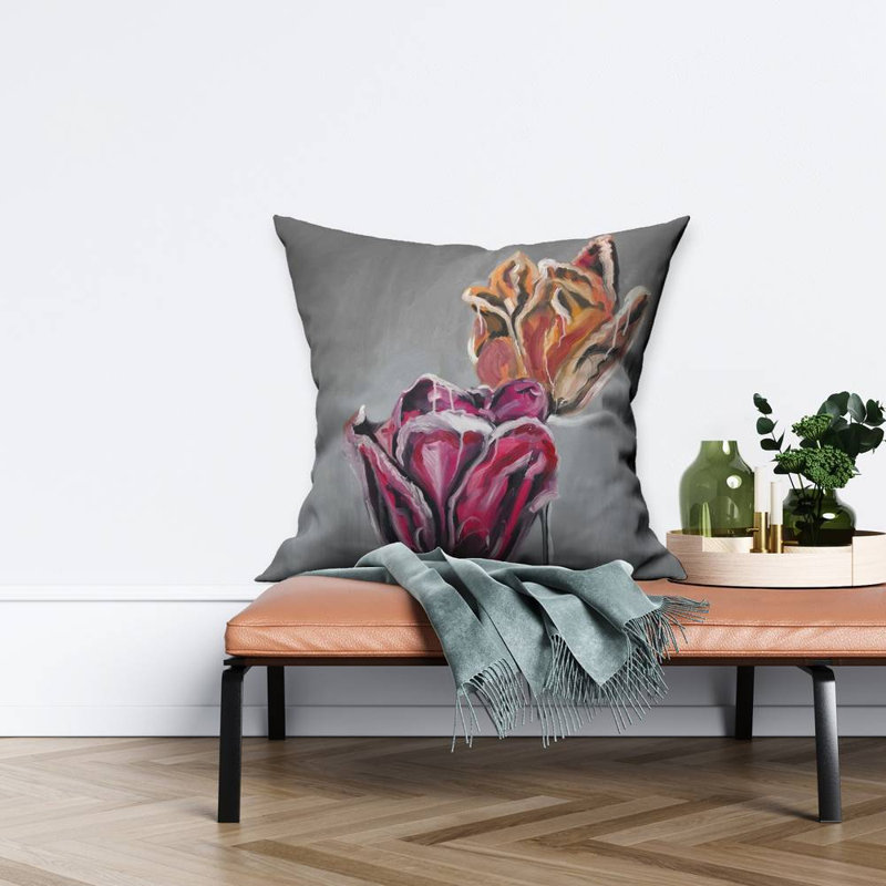 Abstract tulips - 26"x26" Throw pillow - Poly twill - Print on demand