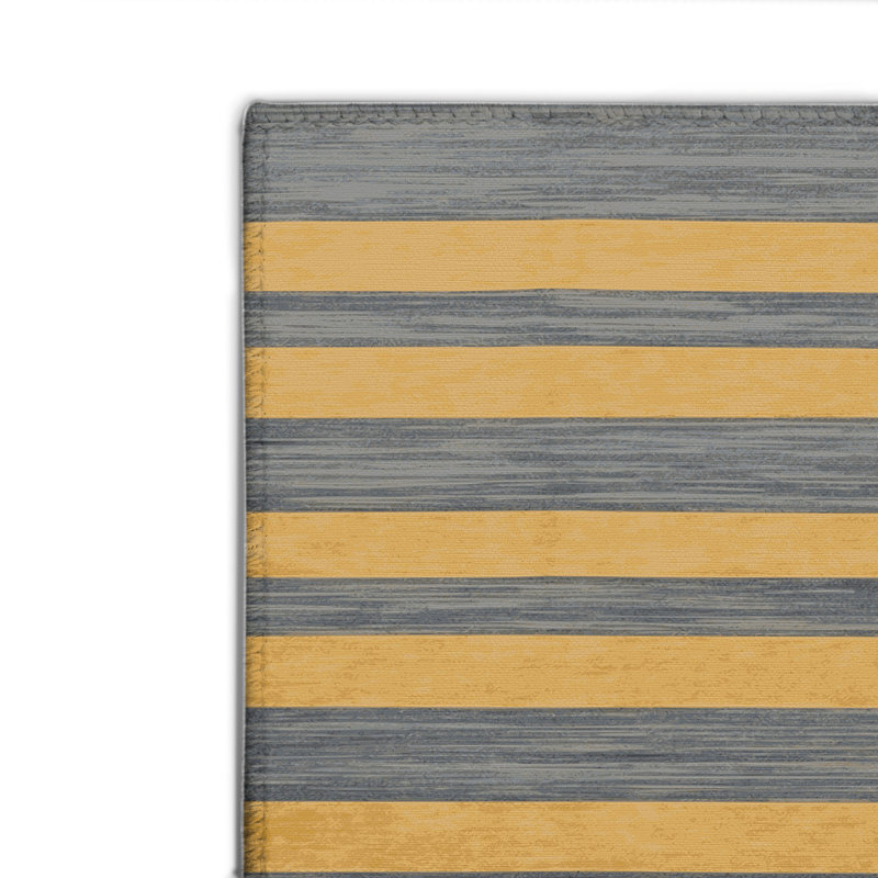 Tapis intérieur / extérieur jaune HorizontalStripes, Rectangulaire 2 pi x 3 pi
