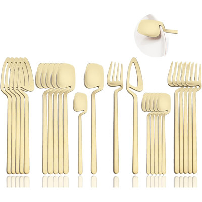 24-Piece Stainless Steel Flatware Set With Satin Finish, Service For 6, Dishwasher Safe, Rust-Resistant, Elegant Tableware For Everyday Use, Gatherings, And Restaurants