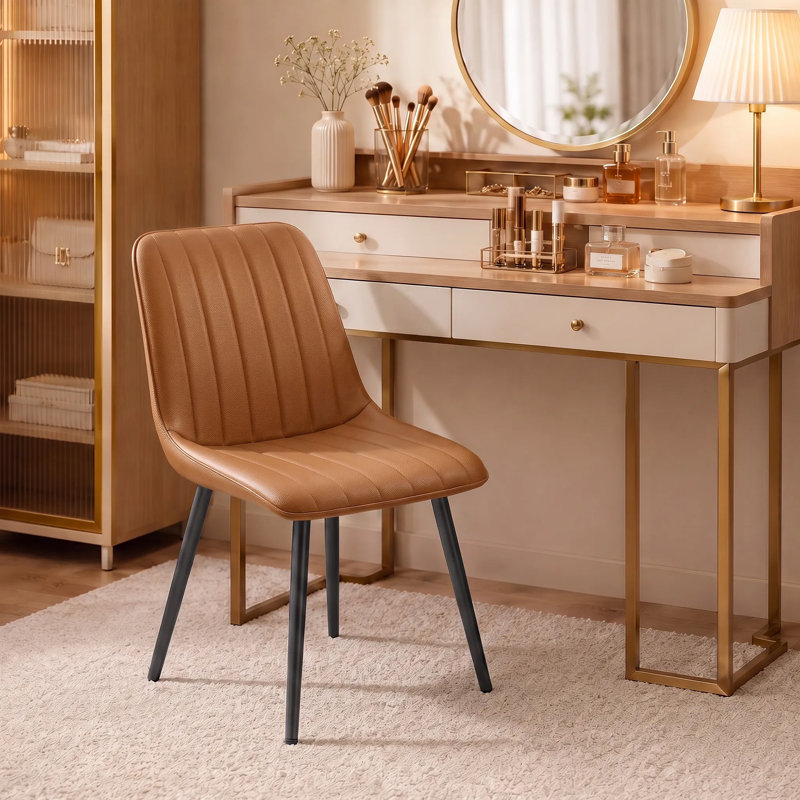 Upholstered Side Chair, Brown, Brown